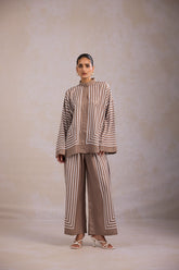 Striped Co-Ord Set - Beige