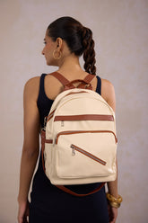 Off White Everyday Bag with multiple compartments secure zip closure casual travel backpack