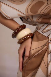 Gold Studded Wooden Bangles Set