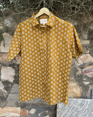 Men's Block Print Shirt - Mustard