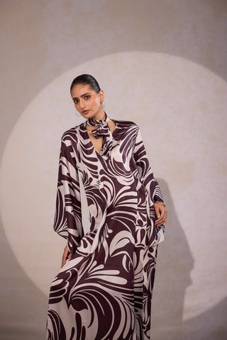 Women Printed Maxi Dress - Brown