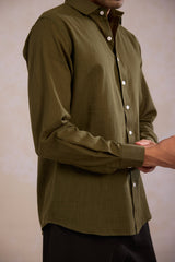 Relaxed Fit Linen Shirt - Olive