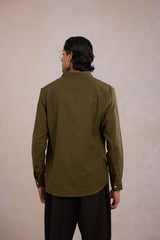 Relaxed Fit Linen Shirt - Olive