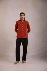 Men's Rust Linen Shirt