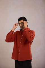 Men's Rust Linen Shirt