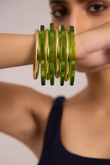 Acrylic Bangles - Gold & Green