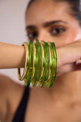 Acrylic Bangles - Gold & Green