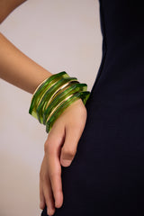 Acrylic Bangles - Gold & Green