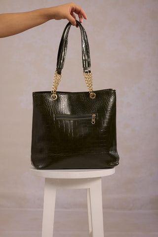 Leather Tote Bag - Olive