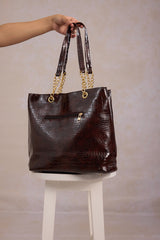 Leather Tote Bag - Brown