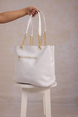 Leather Tote Bag - White
