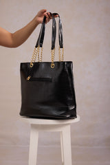Leather Tote Bag - Black