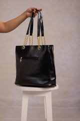 Leather Tote Bag - Black
