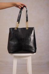 Leather Tote Bag - Black