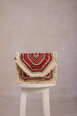 Boho Beaded Clutch Bag - Red
