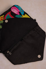 Boho Beaded Clutch Bag  - Black