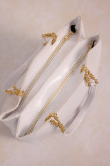 Leather Tote Bag - White