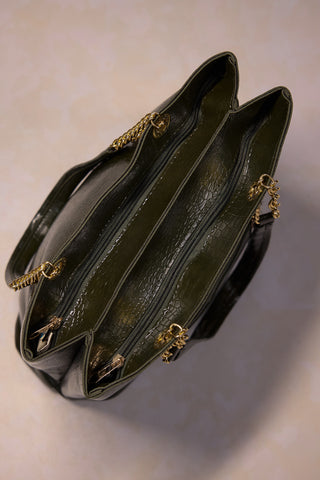 Leather Tote Bag - Olive