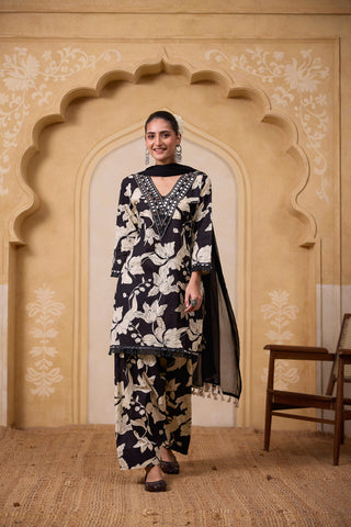 Black Boho Ethnic Farshi Set