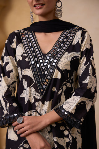 Black Boho Ethnic Farshi Set
