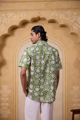 Men's Block Printed Shirt - Green