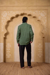 Men's block Printed Shirt - Dark Green
