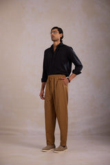Relaxed Fit Linen Shirt - Black