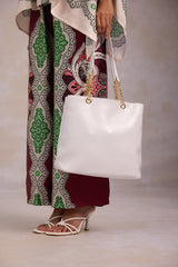 Leather Tote Bag - White