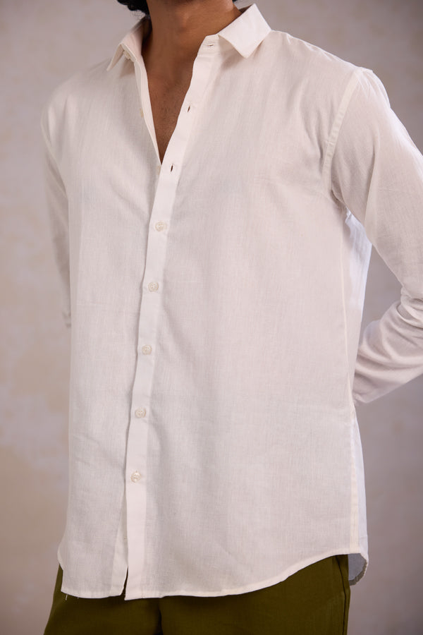 Relaxed Fit Linen Shirt - White