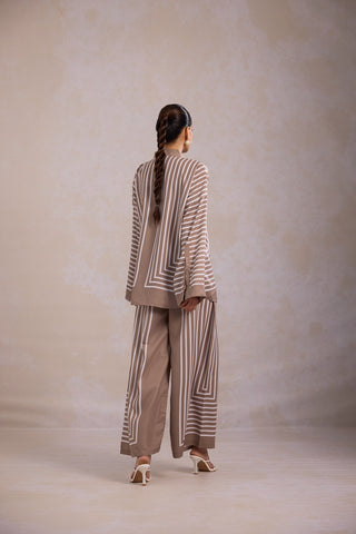 Striped Co-Ord Set - Beige