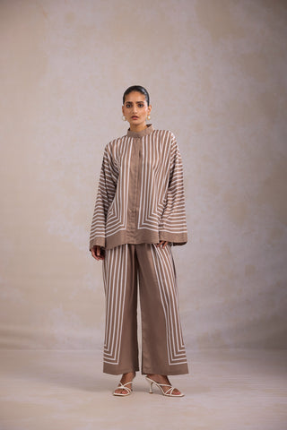 Striped Co-Ord Set - Beige