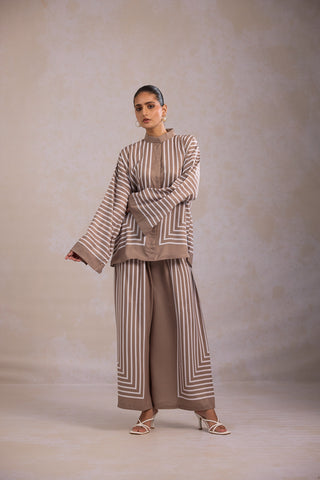 Striped Co-Ord Set - Beige