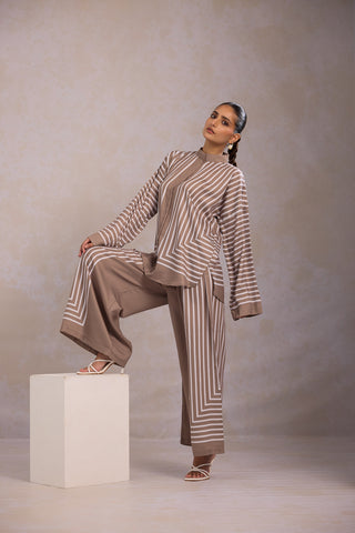 Striped Co-Ord Set - Beige