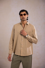 Relaxed Fit Linen Shirt - Beige
