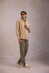 Relaxed Fit Linen Shirt - Beige