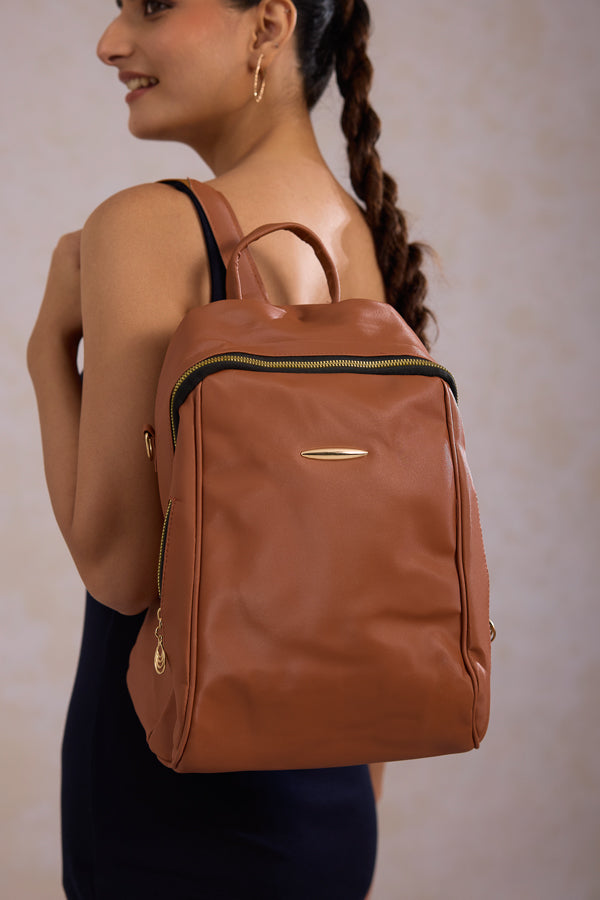 Beige boho bag for girls with zip closure spacious compartments everyday travel backpack and boho style backpack