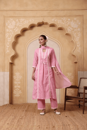 Bandhani Print Pure Cotton Anarkali Suit Set – Teal Blue
