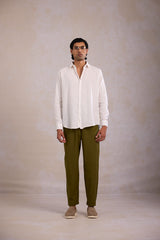 White cotton linen shirt for men full sleeve regular fit breathable linen blend casual summer shirt  